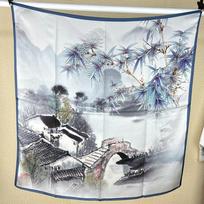Collection of retro silk road high-end light luxury silk silk scarves Spring and Autumn 91 large square scarves Mulberry silk scarves Shawl 88X88CM gray