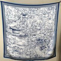 Collection of retro silk road high-end light luxury silk silk scarves Spring and Autumn 91 large square scarves Mulberry silk scarves Shawl 88X88CM gray