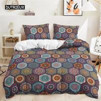 3D Bohemian Plaid Pattern Duvet Cover Set 2 Pcs, Microfibre Bedding Set for Kids Teens Boys Room Decor with Pillowcase Single 100x135cm 2pcs&Duvet Cover