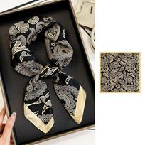 Silk scarf mulberry silk scarf women's thousand miles of Jiangshan printing square scarf luxury silk plain crepe satin silk scarf silk 66*66cm gray