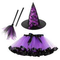 with Hat Halloween Tutu Dress Gothic Halloween Children's Witch Dress  Children style 10 black