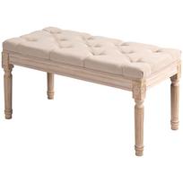 Vintage Design Bench Vintage Bench Button Tufting Turned Legs Shabby Chic Cream