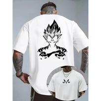 Hot Sale Bandai Dragon Ball Z Majin Vegeta Minimalist Print T-shirt Unisex Harajuku Oversized T-shirt Casual Loose Short Sleeve Crew Neck Summer Tops S gray