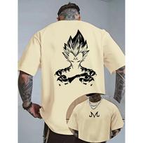 Hot Sale Bandai Dragon Ball Z Majin Vegeta Minimalist Print T-shirt Unisex Harajuku Oversized T-shirt Casual Loose Short Sleeve Crew Neck Summer Tops L gray