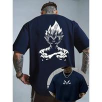 Hot Sale Bandai Dragon Ball Z Majin Vegeta Minimalist Print T-shirt Unisex Harajuku Oversized T-shirt Casual Loose Short Sleeve Crew Neck Summer Tops XXXL gray