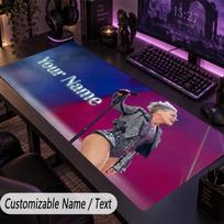 Custom Text Big Mousepad, Extended Desk Pad For Laptop Work GameP!nk singer 30cmx80cm