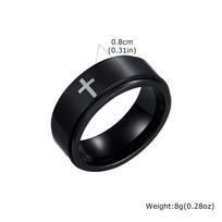 Vnox Men Stainless Steel Spinner Fidget Ring, Anti Anxiety Rotatable Cross Chain Wedding Band Stress Relief Finger Jewelry Gift 11 black