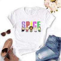 Spice Girls T-shirt Women Cartoon Tee Short Sleeve Girls T Shirt Four Season Print Fashion Harajuku Kawaii T-shirt Y2K Clothing XL white