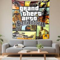 GTA San Andreas Tapestry Wall Hanging, Classic Game Art, Wall Decor for Bedroom Living Room Dorm 150x200cm(59x78in)