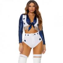 Sexy Cheerleader Costume Set S-3XL Blue Star Stage Performance M mėlyna