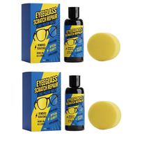 Eyeglass Scratch Repair Pastewith Sponge, Glass Lens Polishing Cream, Grinding Restoration Wax Anti-Scratch Care for Mirror 2pcs yellow