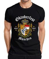 Oktoberfest Munich 1810 Coat of Arms Bavaria Oktoberfest Crown Lederhosen Lion Men's T-Shirt 120 brown