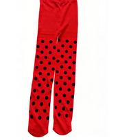PESENAR Ladybug Red and Black Polka Dot Footed Tights Opaque Pantyhose for Halloween Cosplay and Costume Party black