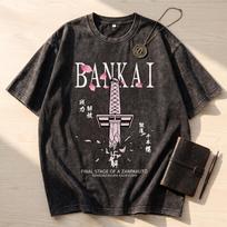 BLEACH Bankai Senbonzakura Kageyoshi T-Shirt – Washed Black Oversize, Unisex Cotton, Anime Streetwear 3XL black