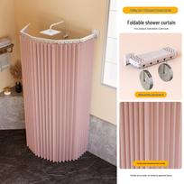 Sulankstoma vonios dušo užuolaida: Nematoma vandeniui atspari pertvara šlapiai/sausai atskyrimui Two Fold Rod, 0-70cm Wall (100*200cm Curtain)