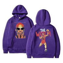 Vintažinis The Worm Dennis Rodman Grafikos Džemperis su Gobtuvu Vyrams Moterims Hip Hop Mada Per dydį Džemperis Harajuku Berniukams Krepšinis Streetwear XL violetinė