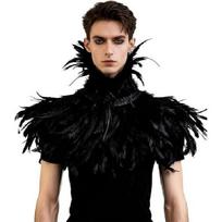 Naujas plunksnų šalis Vyriškas vaidmenų žaidimų kostiumas Vampyro plunksnų apykaklė Helovinas Tamsus kostiumas Average Size black