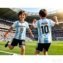 Specialus leidimas Messi 10 Futbolo Marškinėlių Šortų Rinkinys Moterims Vyrams Harajuku Argentinos Gerbėjo Marškinėlis ir Šortai Vasaros Vaikams 2 Dalių Rinkinys 150