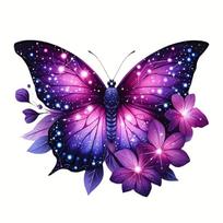 Vibrant Purple Butterfly Floral Decals Self-Adhesive Vinyl for Car Truck Motorcycle Notebook Computer Q30 20cm-Longest side