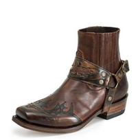 Men's Low-heeled Style Retro Embroidered Short Tube Casual Versatile Large-size Men's Boots 42