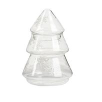 Transparent Glass Christmas Tree Jar Christmas Food Container  Dessert Table Display S-Glass