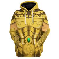 Saint Seiya Cosplay 3D Print Hoodie: Unisex Pullover for Spring and Autumn M yellow
