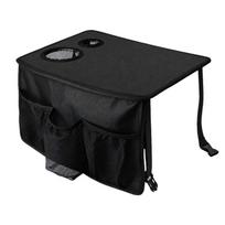 Walker Tray For Folding Walkers,with Raised Edge, Textured Outer Fabric, PE Construction, 2 Cup Holders, and Front Storage for Small Everyday Items 1 black