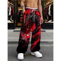 Men's 3D Flame Printed Baggy Casual Trousers,  Elastic Drawstring Waist with Pockets, for Spring Summer Home Outdoor Vacation 7XL gray