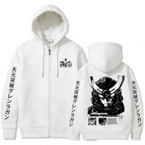 Anime Tengen Toppa Gurren Lagann Kamina Simon Print Zipper Hoodie Men Women Manga Casual Oversized Zip Up Jacket Coat Sweatshirt L balta