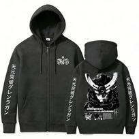Anime Tengen Toppa Gurren Lagann Kamina Simon Print Zipper Hoodie Men Women Manga Casual Oversized Zip Up Jacket Coat Sweatshirt XL black