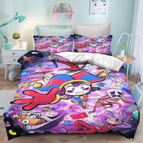 The Amazing Digital Circus Bedding Set 3D Print Duvet Cover Pillowcase Bedroom Home Textile Bed Linens Boys Girls Fans Gift 135X200CM blue