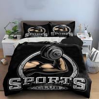 Fitness Gym Logo Decor Set Soft Skin-Friendly Bedding Set Includes 1 Duvet Cover And 2 Pillowcase, Gift EU Double 200X200cm&set gray