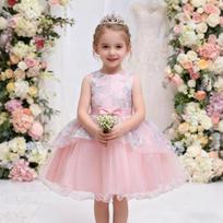 Little Girls Princess Dress Bow Birthday Party Gown Toddler 1 3 Years 90cm rožinė