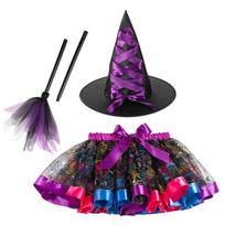 Gothic Halloween Tutu Dress with Hat Halloween Children's Witch Dress  Halloween Decoration style 6 black