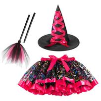 Gothic Halloween Tutu Dress with Hat Halloween Children's Witch Dress  Halloween Decoration style 5 black