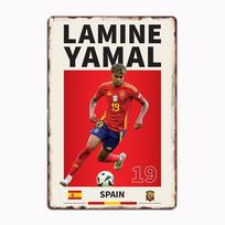 Lamine Yamal Spain Soccer Poster Metal Plaque Poster Club Home Bar Cave Classic Plaques Tin Sign Room Wall Decor 20X30CM black