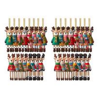 Kalėdiniai elniai pakabinami papuošimai 2D mediniai elniai dekoracijos spalvingi elnių papuošimai 8 cm 32PCS