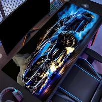 Ice Flame Racing Supercar Large Gaming Mouse Pad NonSlip Stitched Mat For Gamers Home Office Car Fan Daily Leisure Pursuits 800x300x2mm blue