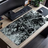 White and Black Abstract Liquid Mouse Pad XXL Large Desk Mat Non-slip Rubber Gaming Keyboard Mousepad Office Computer Table Mat 400X700X2MM