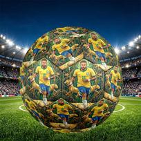 Neymar Jr Print Size 5 Soccer Ball, PU Wear Resistant Football for Match Training and Daily Practice, Birthday Gift for Soccer Fans Size 5 beige