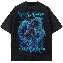 BLEACH Hitsugaya Toushirou Graphic Tshirt Men Women Clothing Short Sleeve Cotton T-shirts Washed Tee Harajuku Male Loose T Shirt XL blue