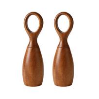 2pcs with Storage Base Acacia Wood Pepper Grinder Adjustable Particle Size Pepper Mill  Restaurant 2Pc Grinder brown