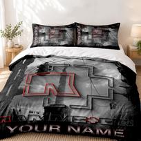 Rammstein Custom Name 3pc set Perfect for bedroom use Comfortable bedding set includes a duvet cover and two pillowcases Ideal birthday or Christmas g 135cmx200cm gray