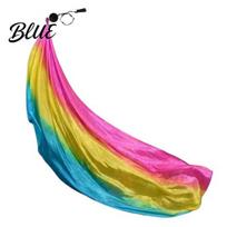 Gradient Color Gauze Scarf Women Stage Performance Wear Belly Dance Flowy Long Ball Set Photography geltona/mėlyna