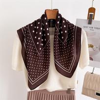 New polka dot herringbone pattern cotton and linen small square scarf silk scarf imitation velvet headscarf shawl sunscreen scarf scarf 68*68cm (1-3cm error) black
