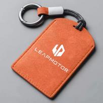 Suede Leather Car NFC Card Key Cover Fob Case Protector Holder Shell Auto Keychain For Leapmotor C10 B10 B01 B05 C11 C10 C01 T03 Orange-Leapmotor a orange