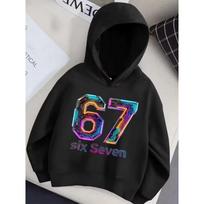 2026 New Steal A Brainrot 67 Children's Hoodie Tops Hooded Sweatshirt Boys and Girls Printed Sweater Kid Clothing Long Sleeve 150CM gray