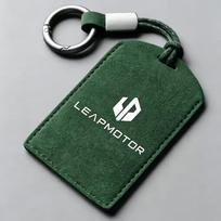Suede Leather Car NFC Card Key Cover Fob Case Protector Holder Shell Auto Keychain For Leapmotor C10 B10 B01 B05 C11 C10 C01 T03 green-Leapmotor a gray