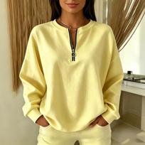 Women's Fashion Casual Long Sleeve Half-Zip Sweatshirt, Neck Pullover Top XL geltona