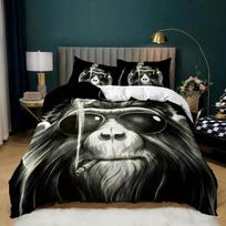 Orangutan Duvet Cover Set Bohemian Monkey Printed Bedding Set For Boys Teen Men Microfiber Primitive Animal Comforter Cover EU single(135x200cm) white